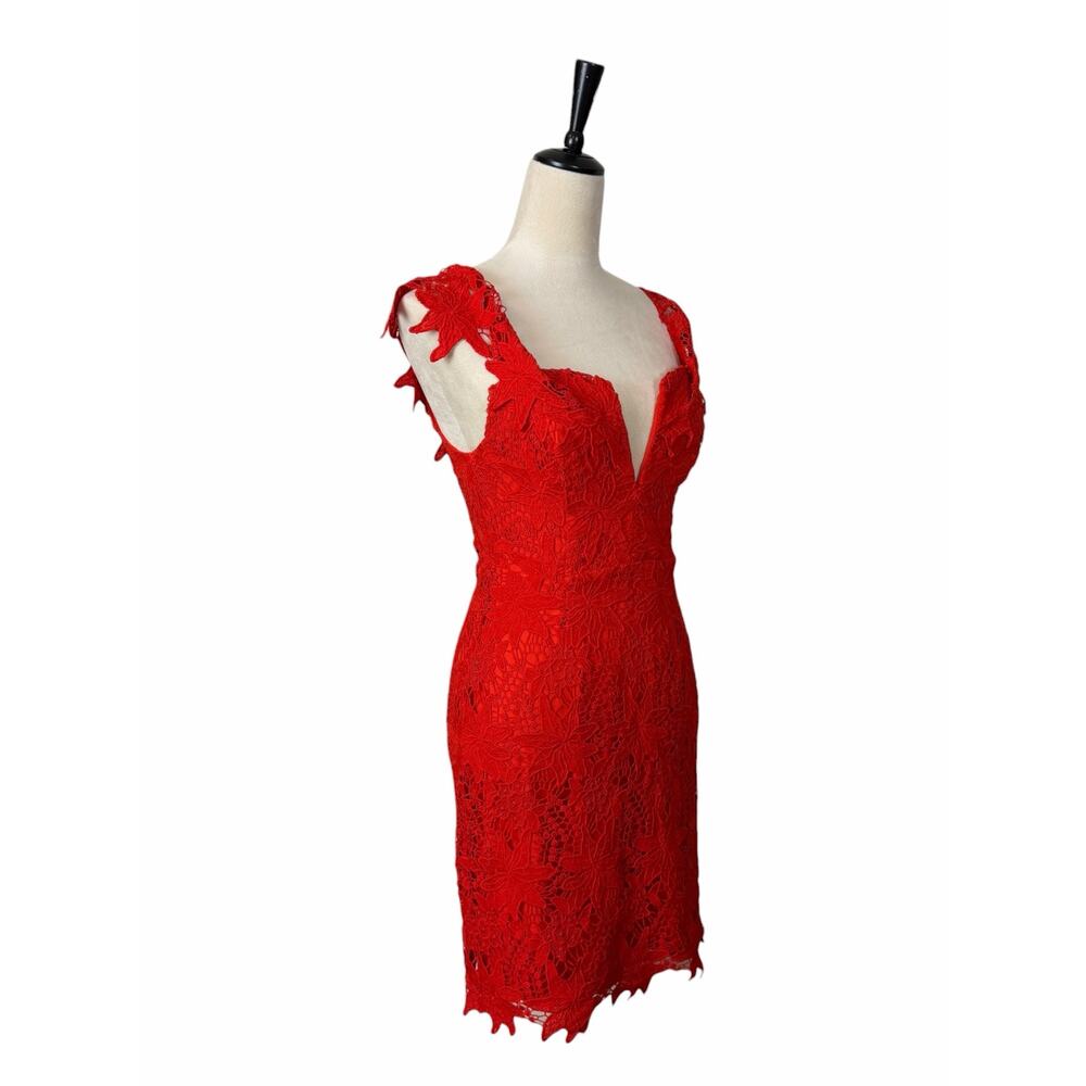 ASTR the Label Red Lace Daniela Mini Dress Size S Wedding Guest Cocktail Party - Picture 4 of 12